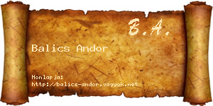 Balics Andor névjegykártya
